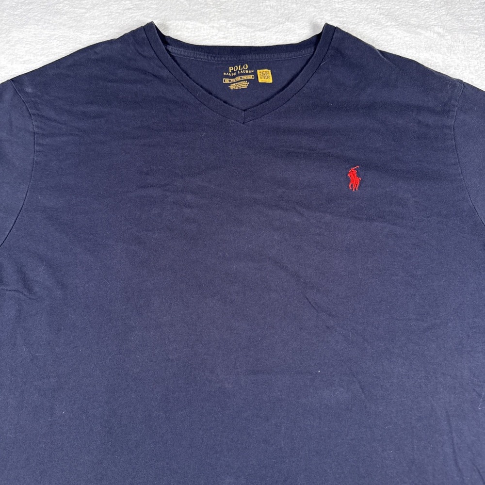 Polo Ralph Lauren Men's V Neck T-Shirt Color Navy Blue Size XXL